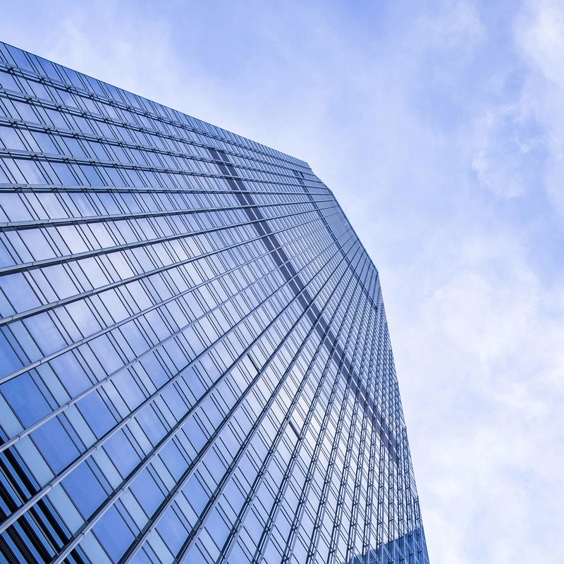 Exposed Frame Supported Glass Curtain Wall