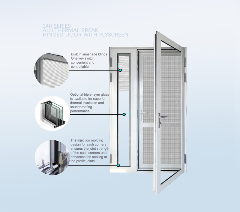 Advantages of 140 Series Alu.Thermal Break Hinged Door With Flyscree