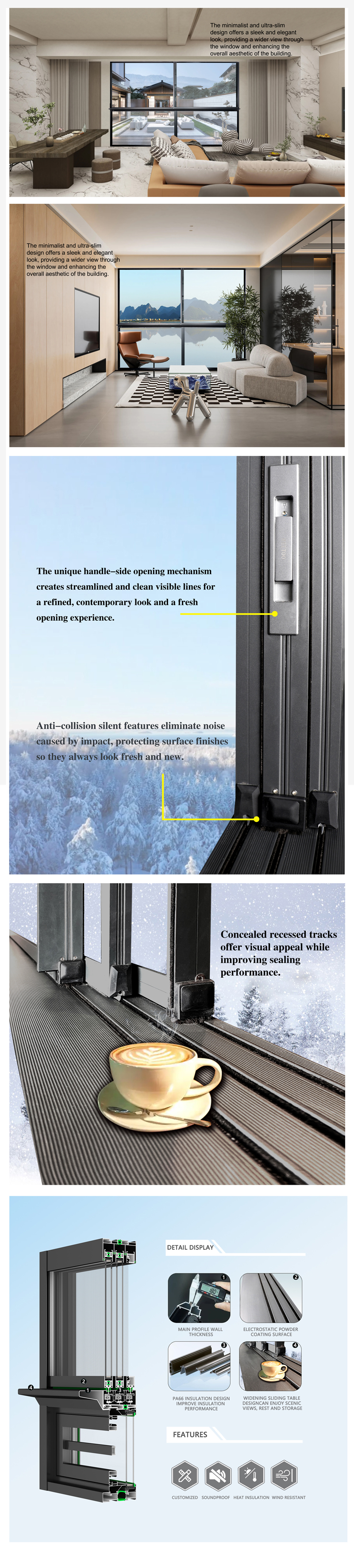Advantages of XF126 Series Thermal Break Ultra-Narrow Suspended Sliding Window