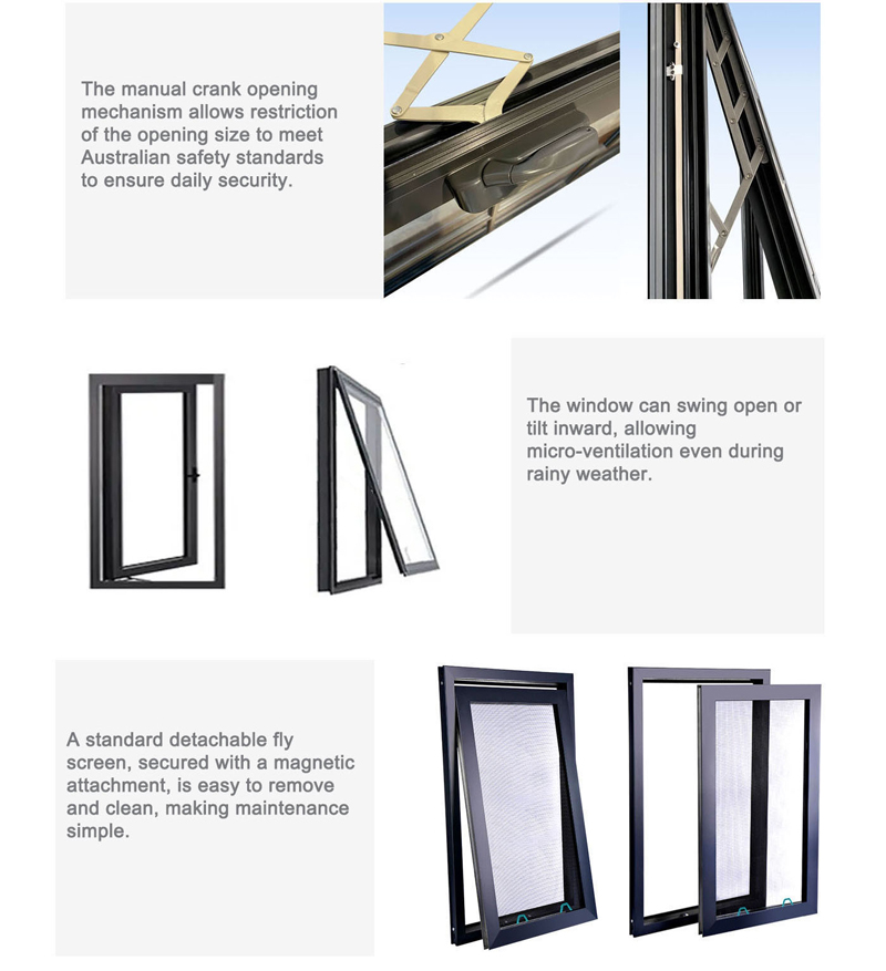 Advantages of 70 Series Alu.Thermal Break Hand Cranking Awning Wind